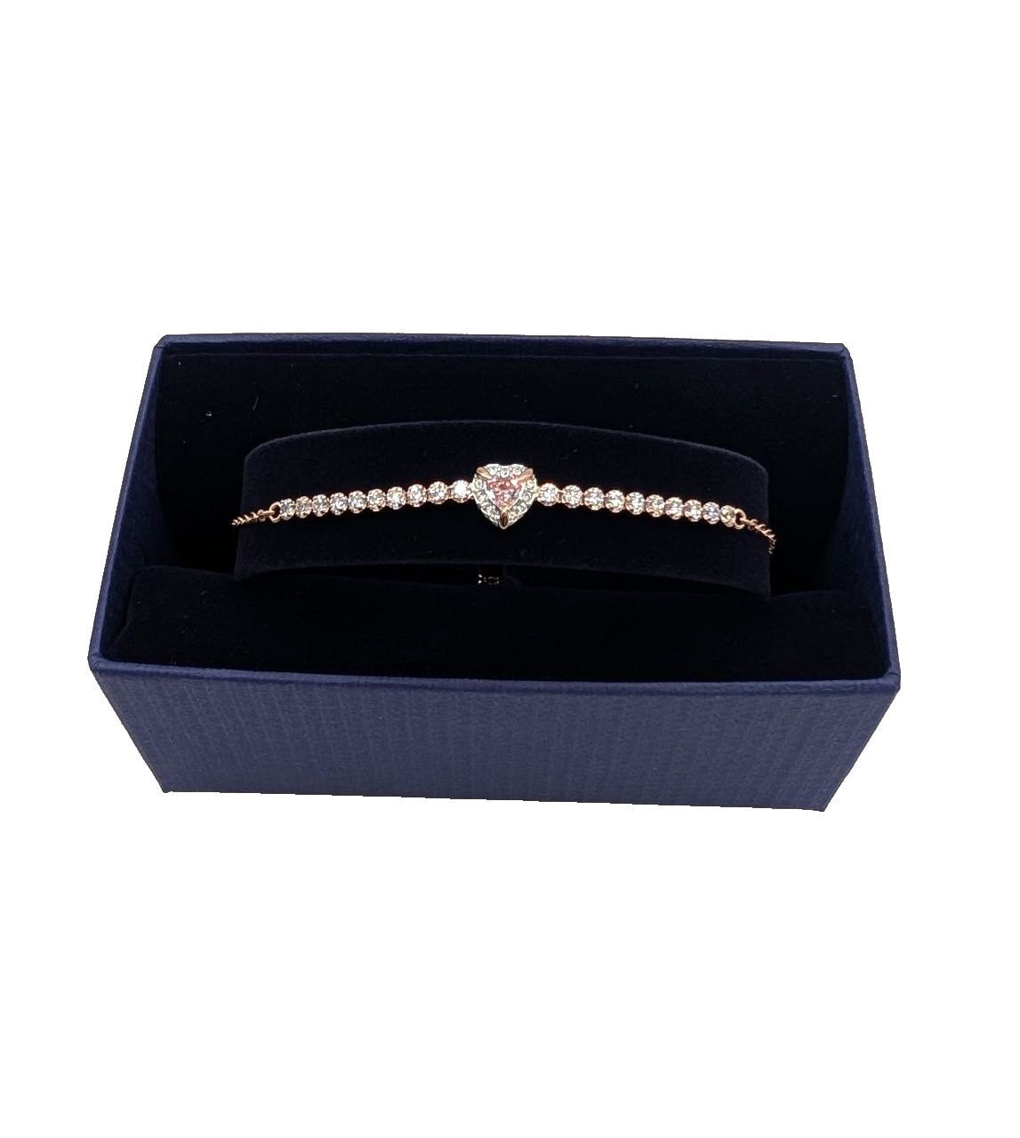 Swarovski One Heart Bracelet Pink Crystal Rose Gold 9.5in