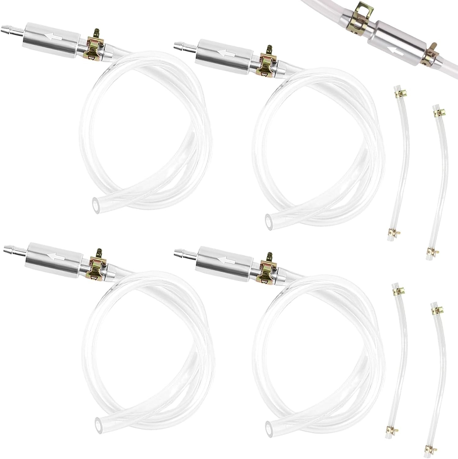 4 PCS Brake Bleeder Hose, One Way Check Valve Tube Bleeding Tool Kit Silver US