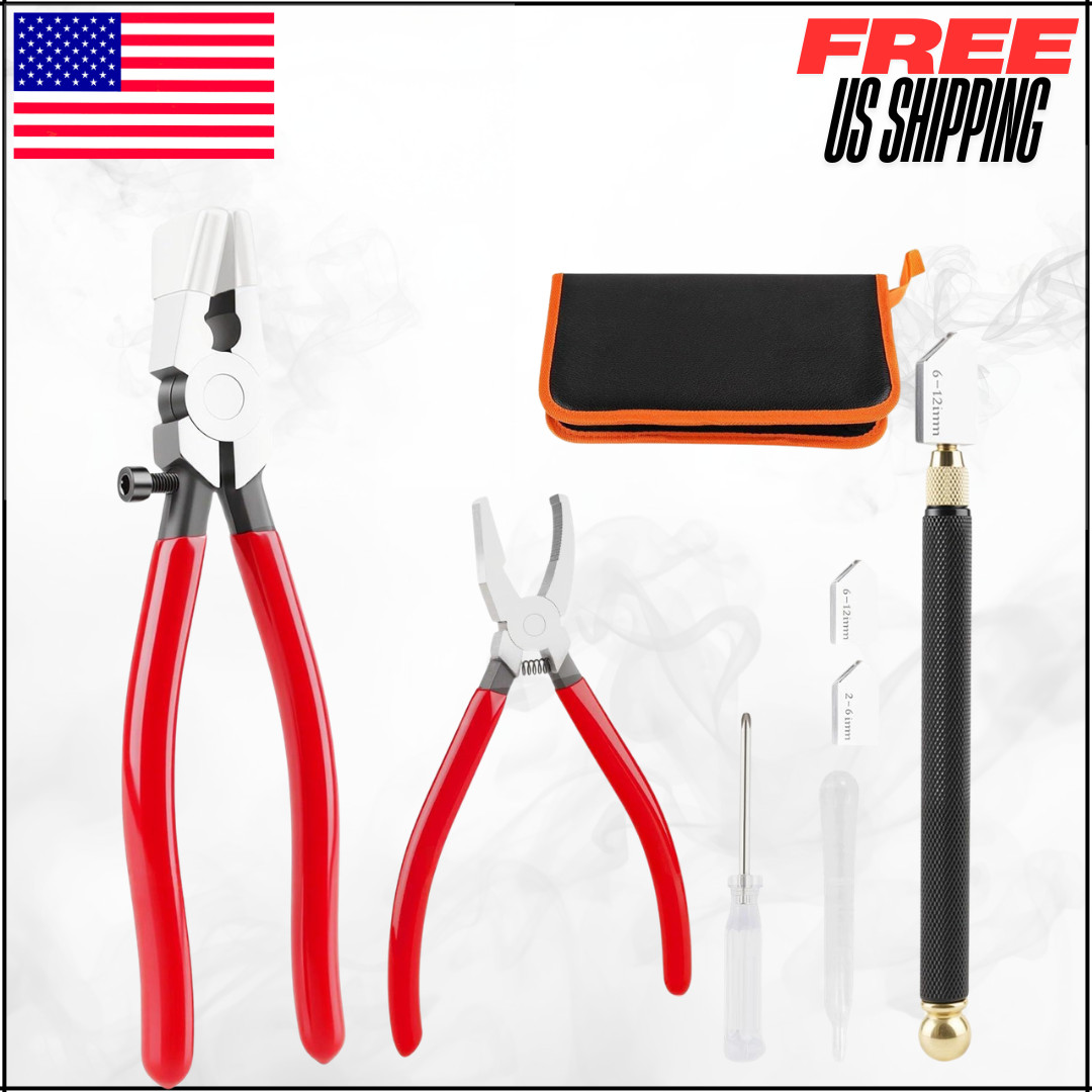 Glass Cutter Kit Running Breaking Pliers Stained Glass Mosaic Tool 2-20mm