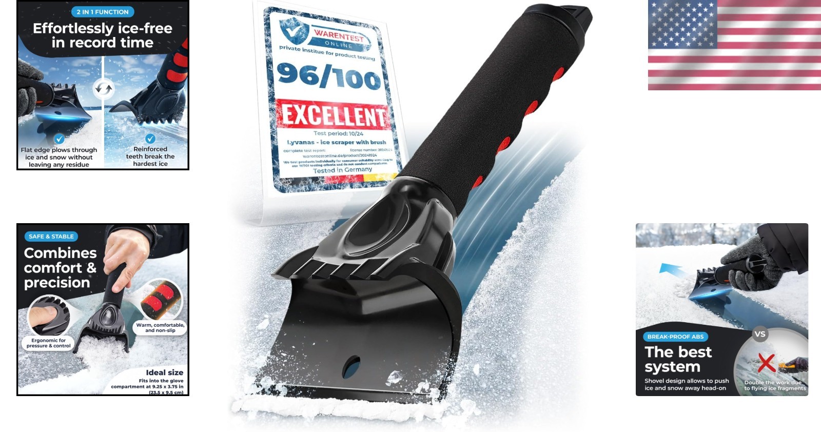 Professional Ice Scraper for Cars - Lightweight, Fast & Strong Performance