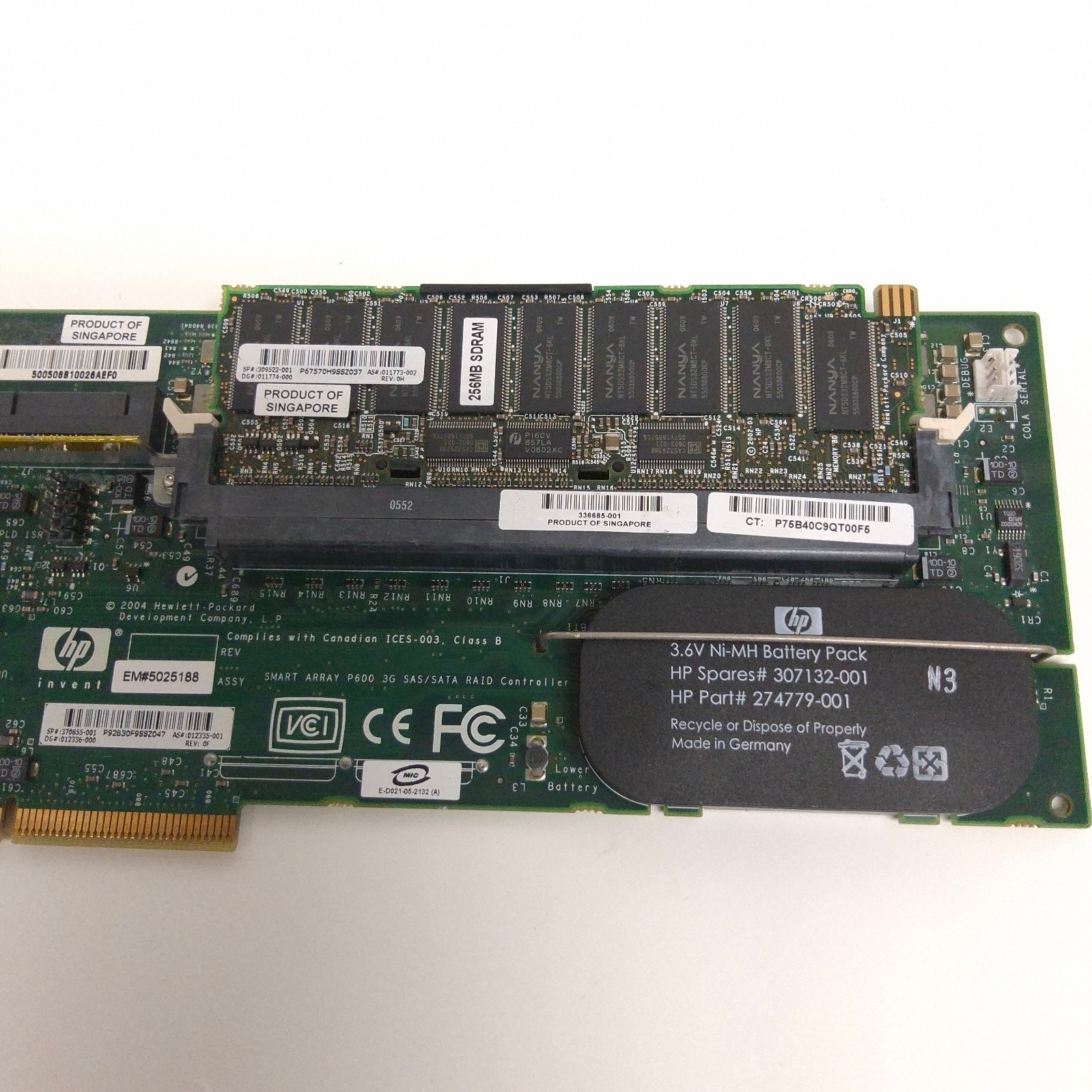 HP Smart Array P600 PCI-X SAS SATA RAID Controller 256MB 370855-001