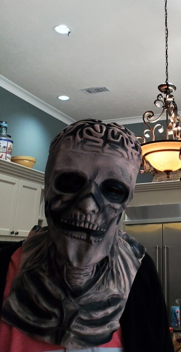Full face top shoulder BRAINS GHOUL MASK vinyl COSPLAY Fits adult / teen