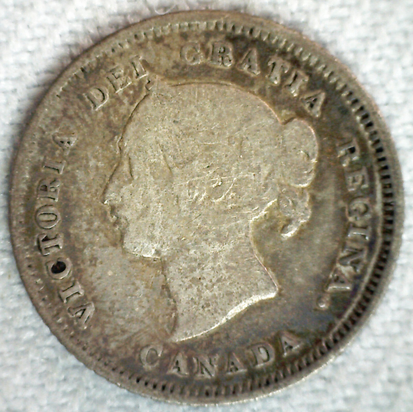 1880 H Canada Silver Five Cents Coin 5c Canadian Fine Circulated Victoria Ruler