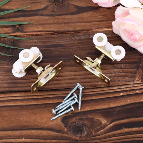 2pcs 3/4" Sliding Door Wheels Replacement Kit, Pocket Door Rollers Gold