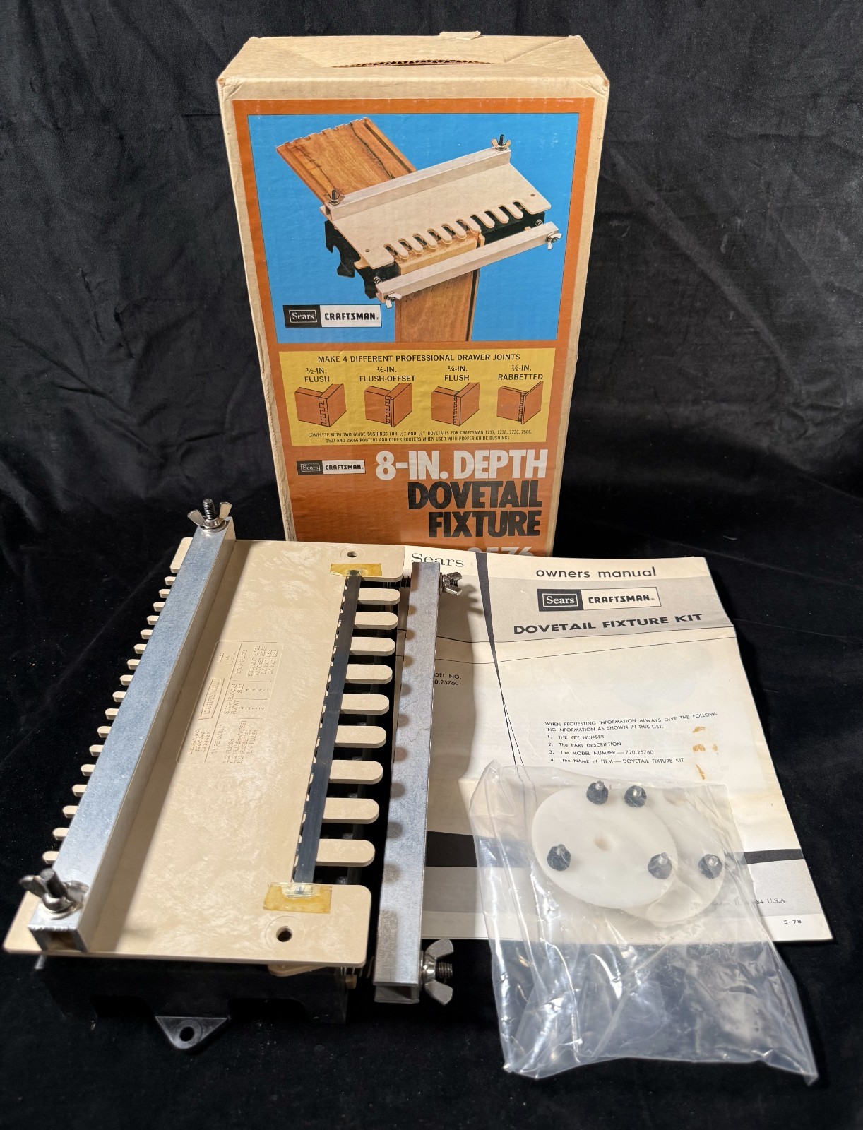 Vintage Sears Craftsman 8 In. Depth Dovetail Fixture 9 2576 with Manual (B2)