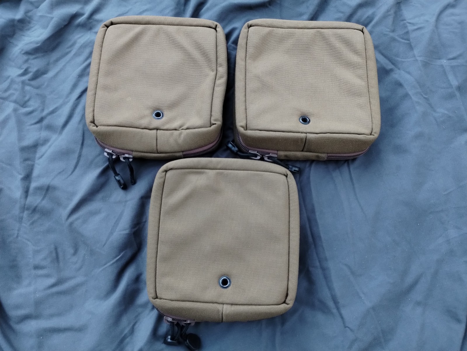 Lot Of 3 USMC MTM Optics Coyote Brown Padded Pouch Carrying Case Zipper Closure