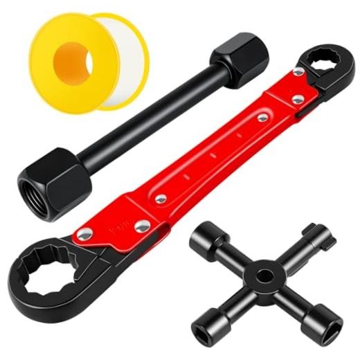 Ponpon Angle Stop Wrench Kit, Plumbing Tools, Angle-on Plumber Wrench for Red-a