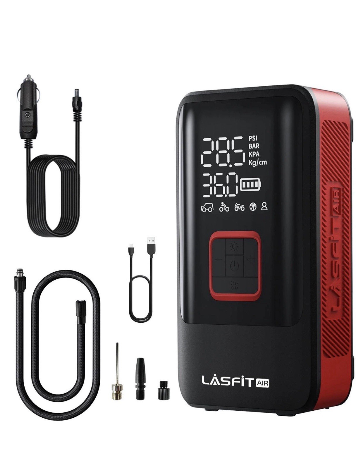 LASFIT Tire Inflator Car Air Compressor Pump Dual Cylinder fit SUV Pickup Truck