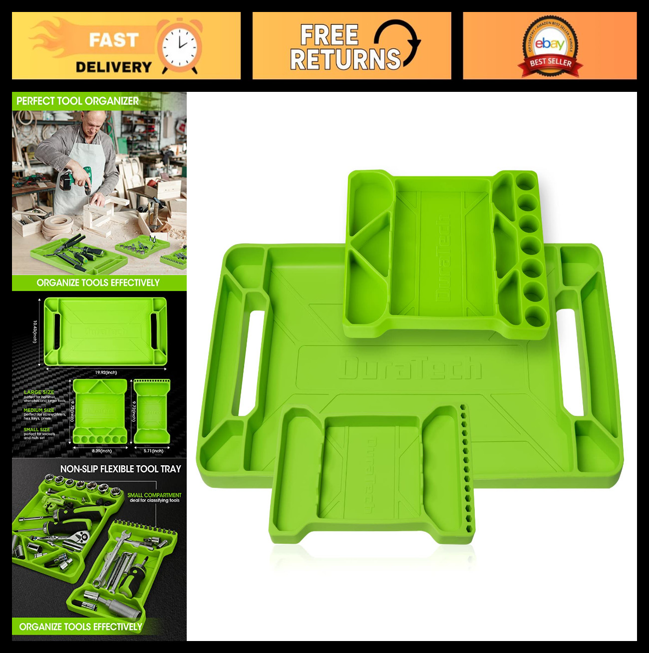 Flexible Silicone Tool Tray Set - Heat & Chemical Resistant Organizer for Mechan