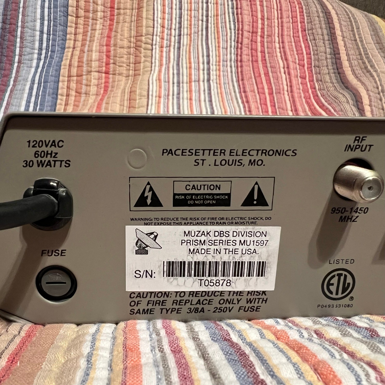 Muzak PRISM Series MU1597 DBS Division Pacesetter Electronics Audio System