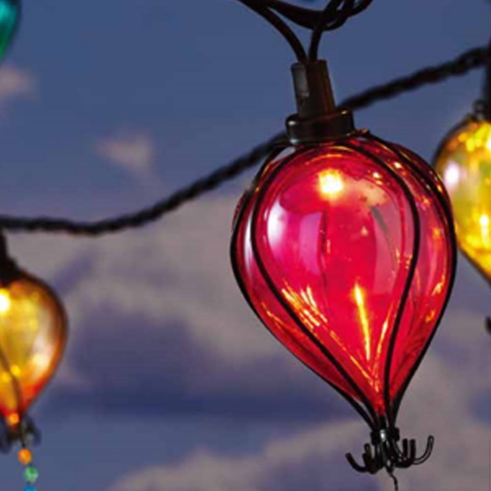 (2pack)10ct7.4ft Multi-color Balloon Shape Plastic LED Tear Drop Outdoor String