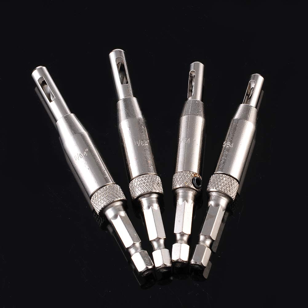 Self Centering Hinge Tapper Core Drill Bit Set 4 Pcs 1/4inch Quick Change Hex