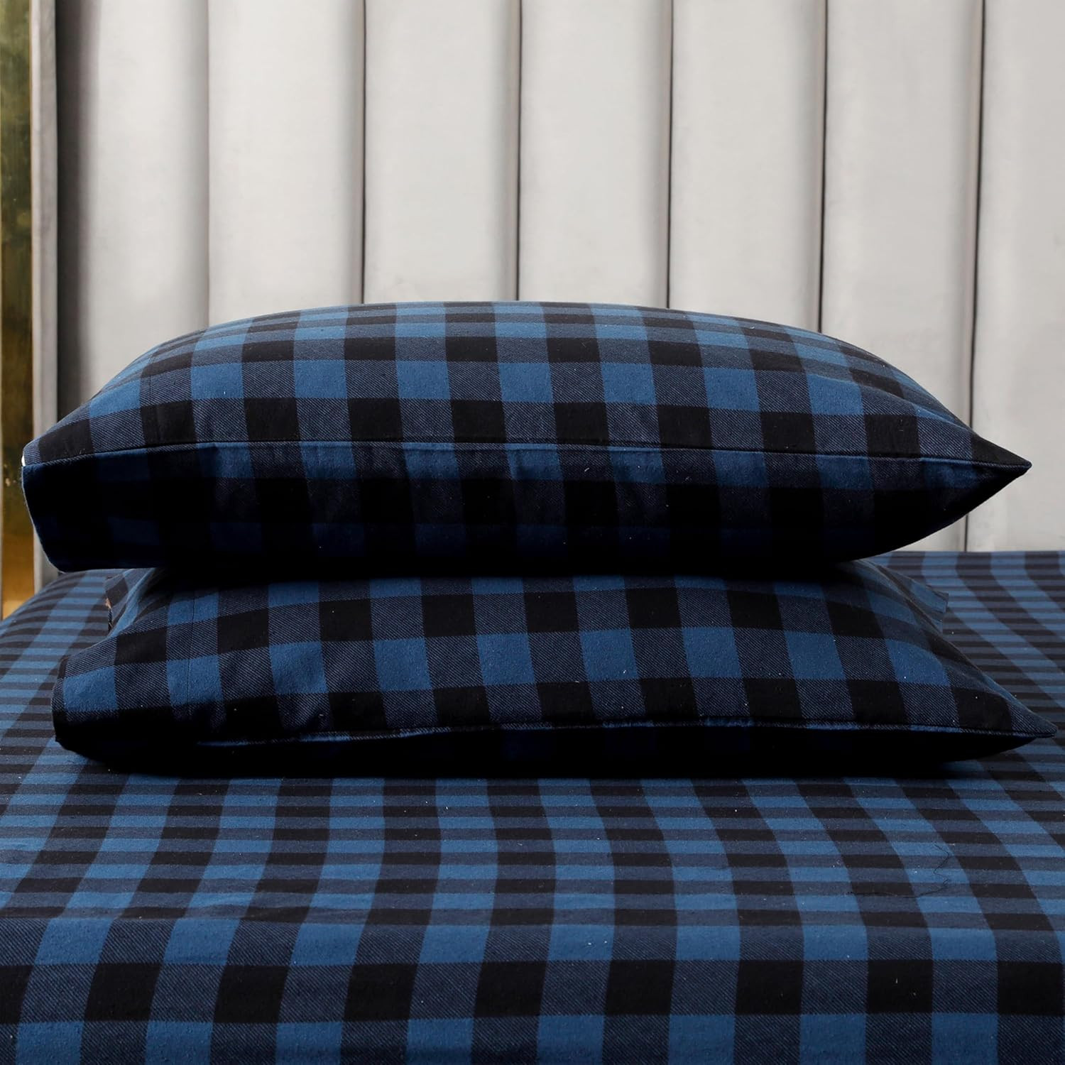 Ultra Soft 4-Piece 100% Turkish Cotton Flannel Sheet Set - Buffalo Check Plaid F