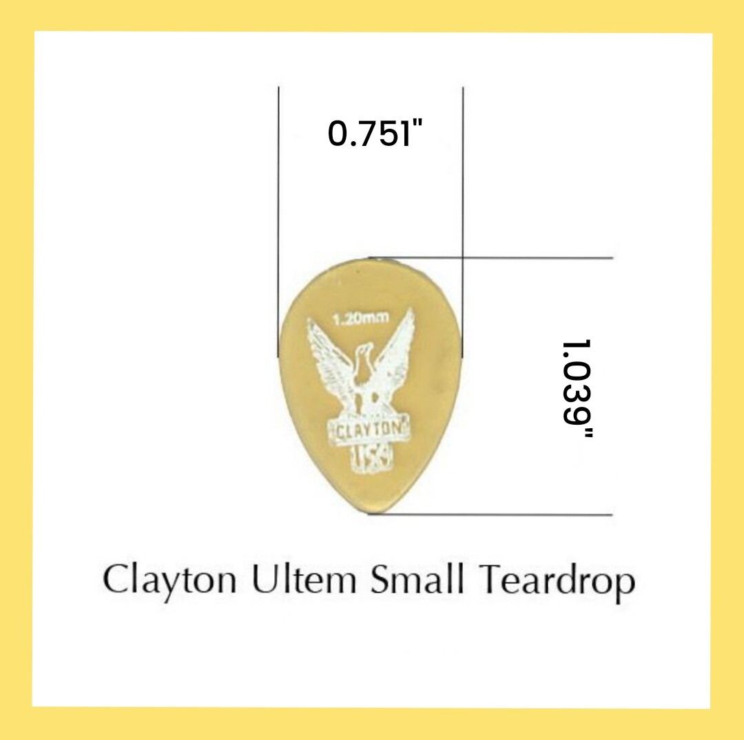 Clayton Ultem Gold Small Teardrop Guitar Picks - .38mm 4 Pack