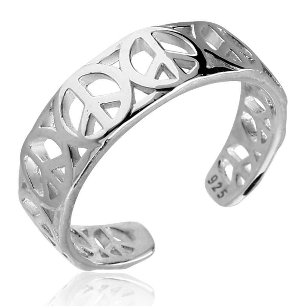 Sterling Silver Toe Ring Adjustable Size Peace