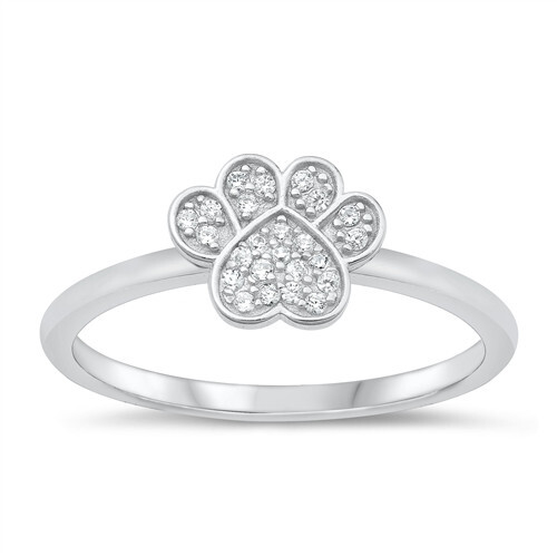 Crystal paw print toe ring/ring