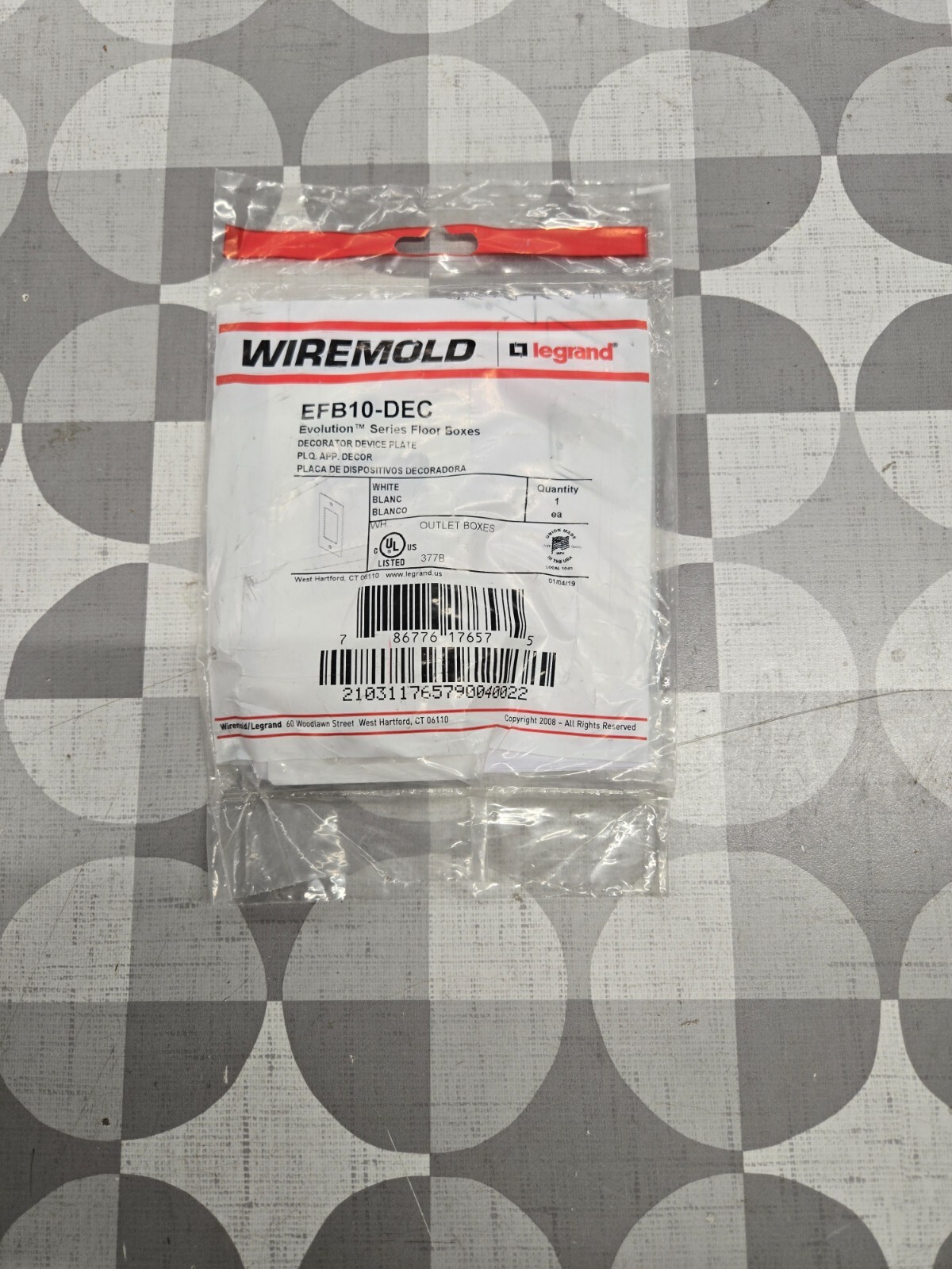 Wiremold EFB10-DP Evolution Series Duplex Device Plate, White **Free Shipping**