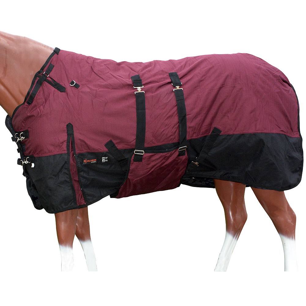 HILASON 600D Winter Waterproof Poly Horse Blanket Belly Wrap Wine Black |