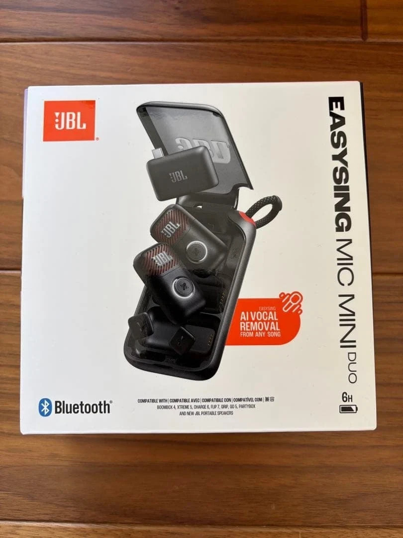 JBL EasySing Mic Mini Duo AI Wireless Mic Pin Mic 6H Battery Black