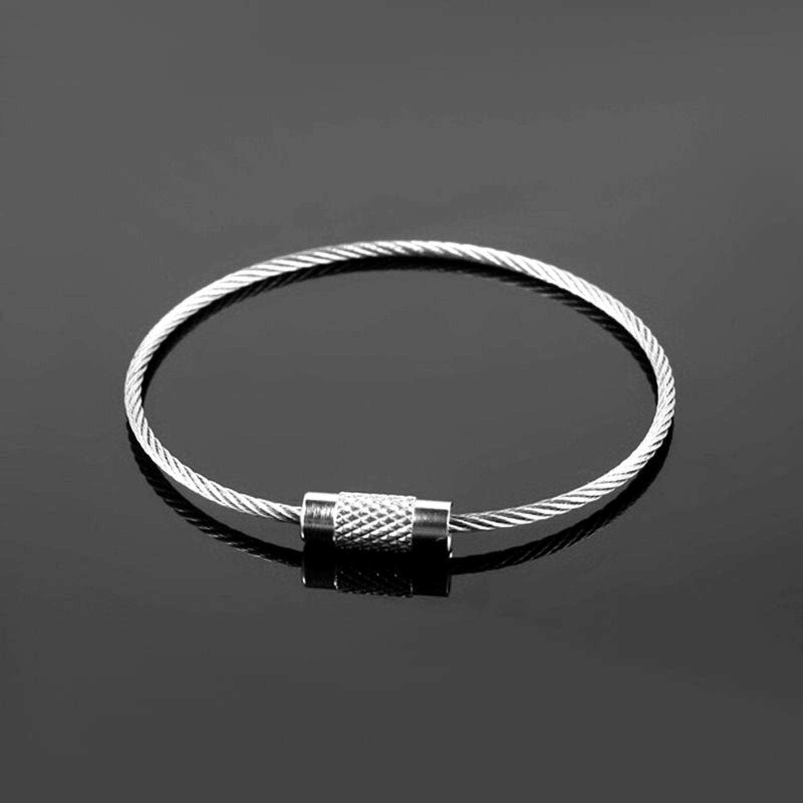 20* 1.5mm Screw Locking Wire Keychain Cable Rope Key Holder Keyring Chain Ring D