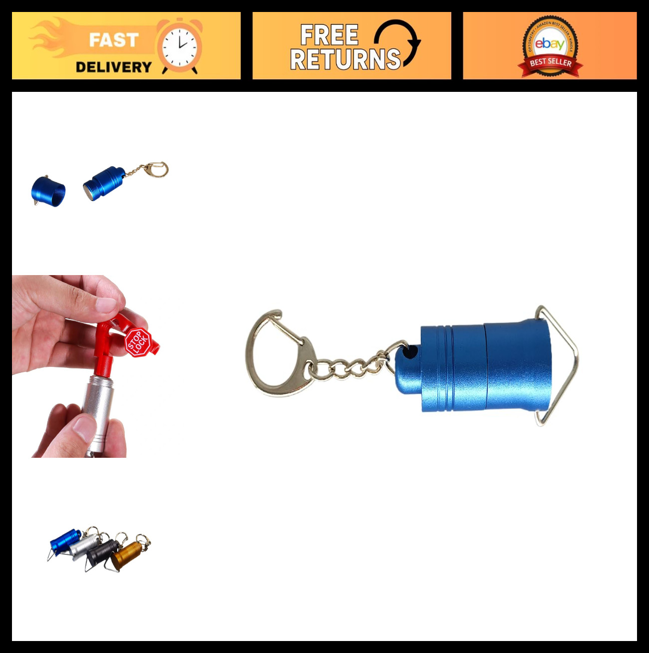Magnetic Anti-Theft Pegboard Lock Tool, Keychain Hook Security - Blue