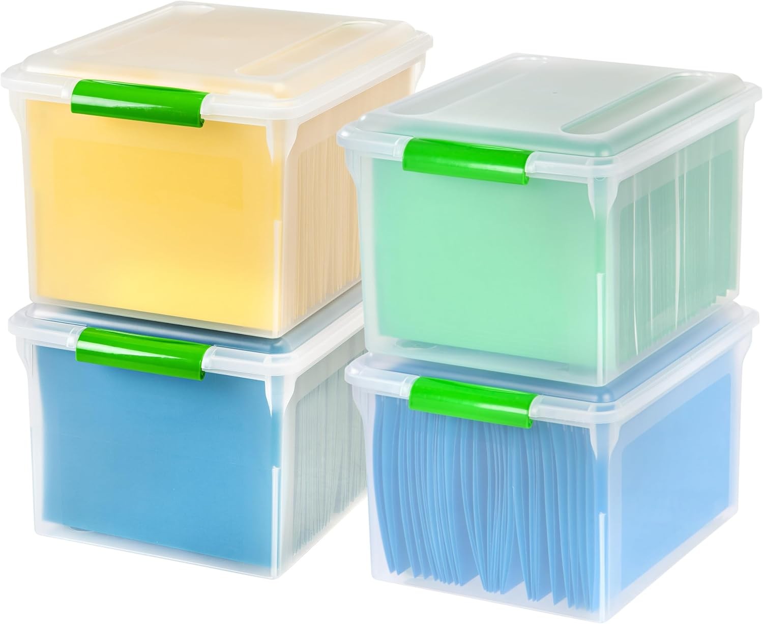 File Box File Organizer w/Hinged Split Lid Letter File Important Document Box