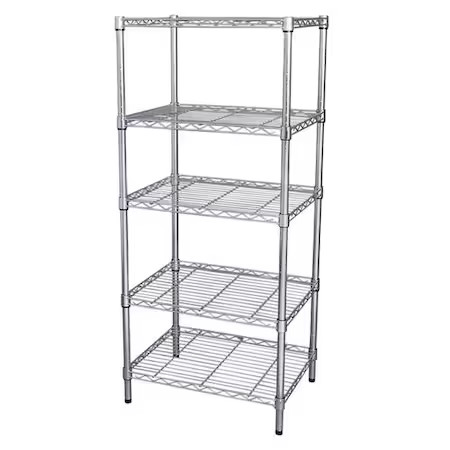 Wire Shelving Unit, 18"D X 48"W X 63"H, 5 Shelves, Chrome, 5Gpk4