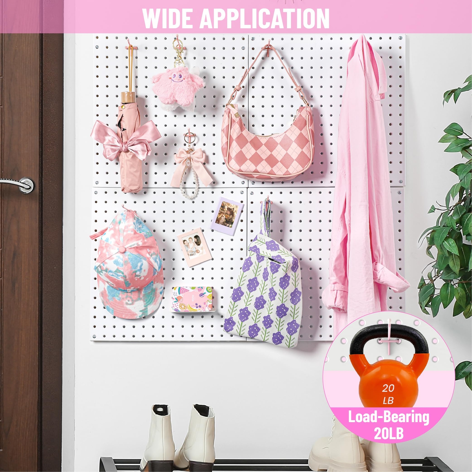 50 PCS 2 Inch Pink Pegboard Hooks Organizer Accessories for 1/4" Peg Board