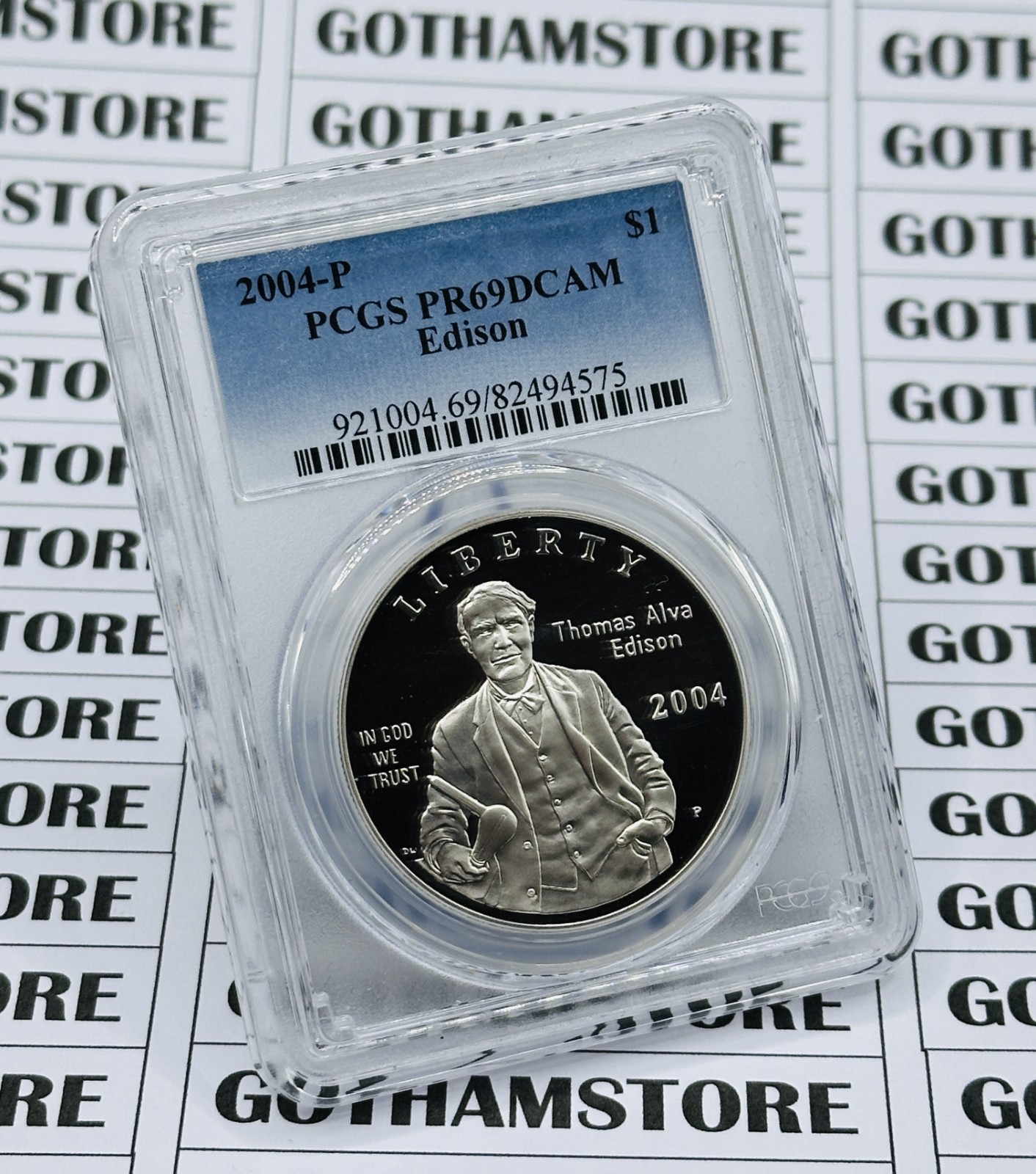 2004-P Edison Commemorative Silver Dollar – PCGS PR69DCAM FREE UK DELIVERY