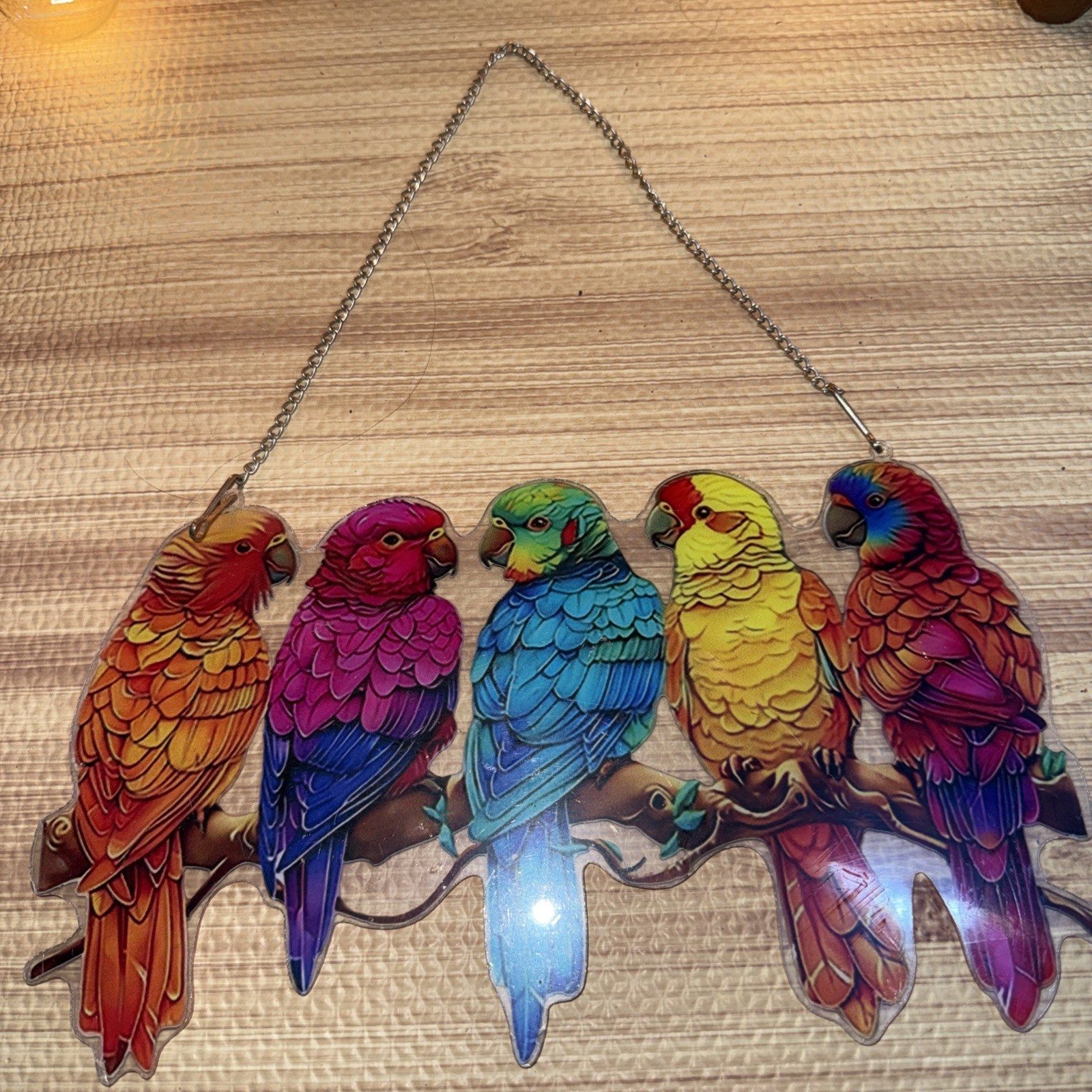 Stained Bird Stained Suncatcher on Branch  Multicolor