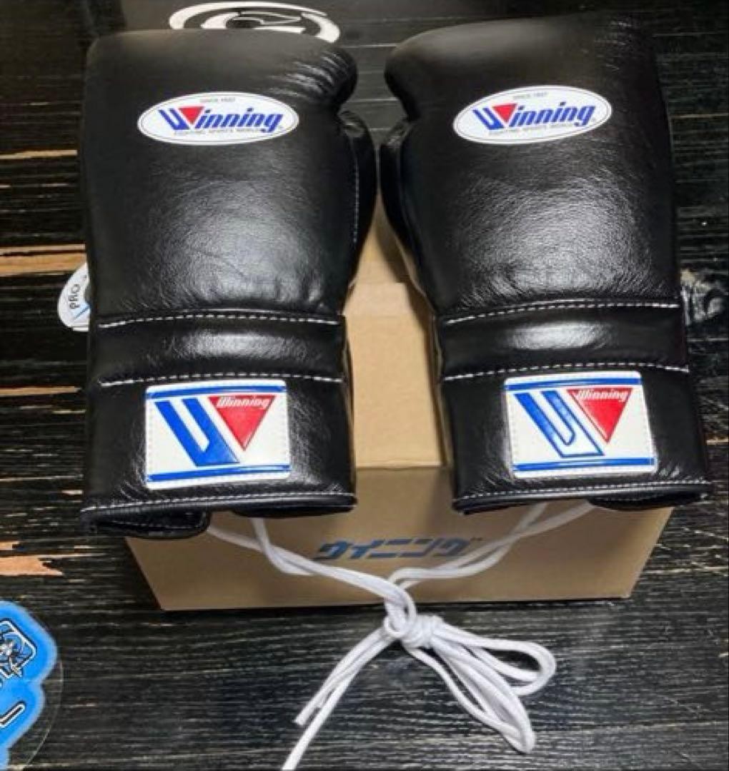 WINNING Boxing Gloves 14 oz MS-500 Black Lace Up String type Authentic Japan