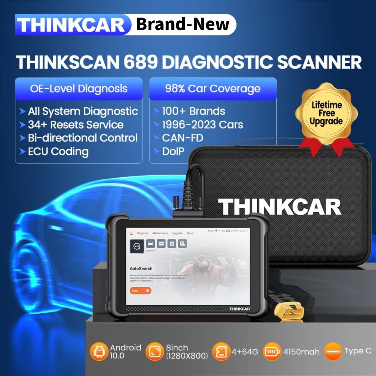 ThinkScan 689 OBD2 Auto Bidirectional Full System Diagnostic Scanner K.ey Coding
