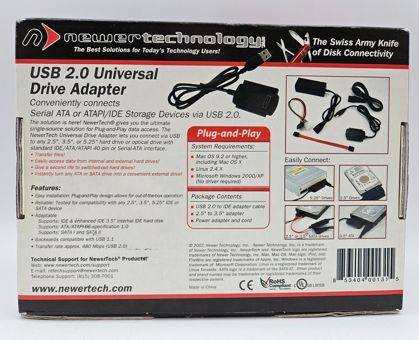 Newer Technology USB 2.0 Universal Drive Adapter IDE ATA SATA