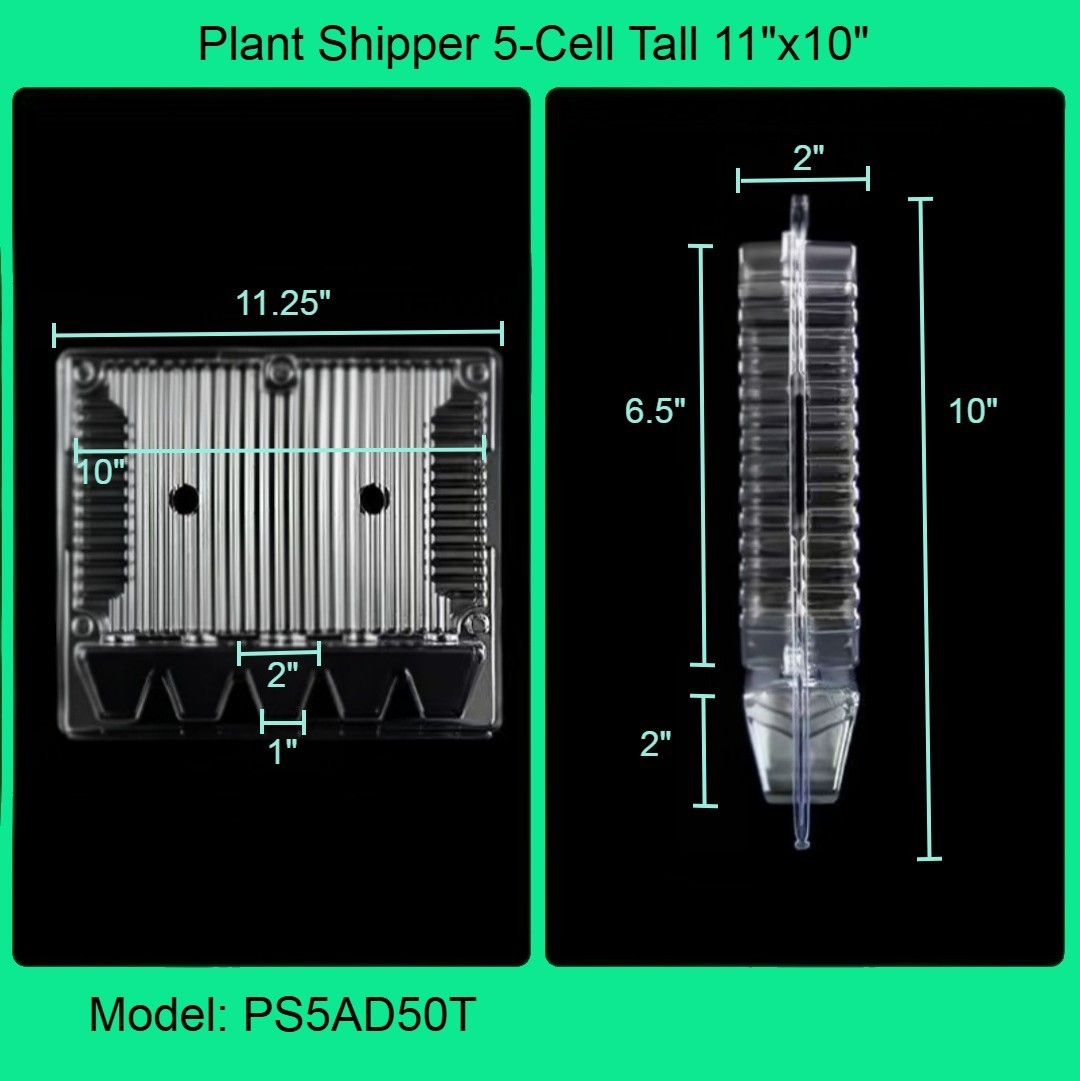Live Plant Clone Shipper 5 Cell Tall Cutting Clamshell Packaging 15 Pack