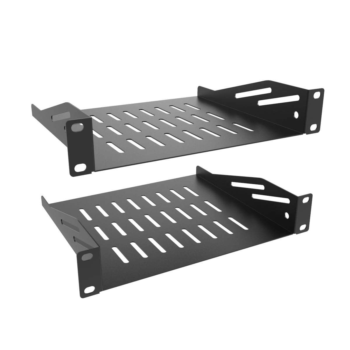 1U Server Rack Shelf Vented Cantilever Tray 10 Inch Cabinet Black 2 PCS