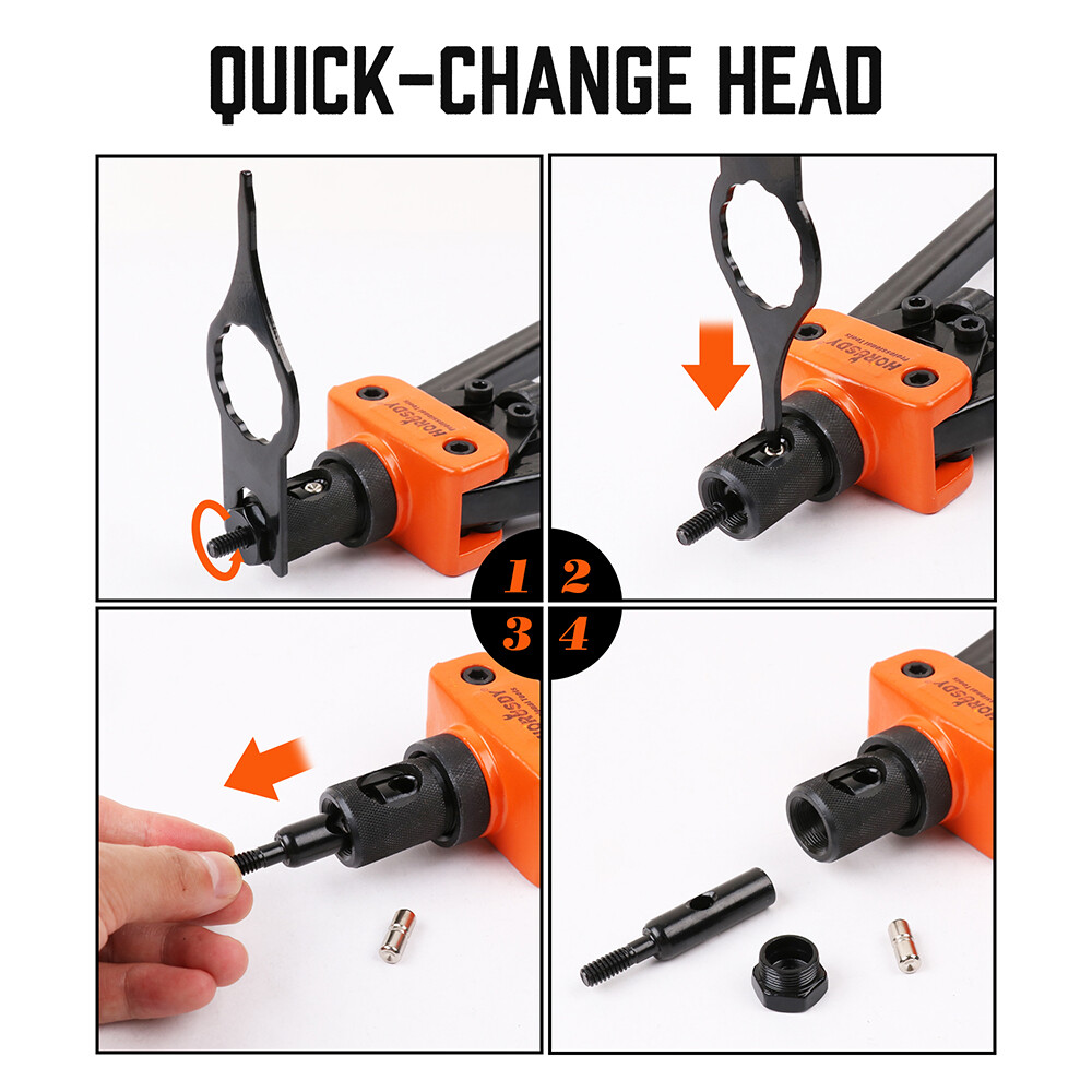 80pc Hand Riviter Nut Gun Tool Metric SAE Heavy Duty 7 Mandrels 70 Rivet Nuts