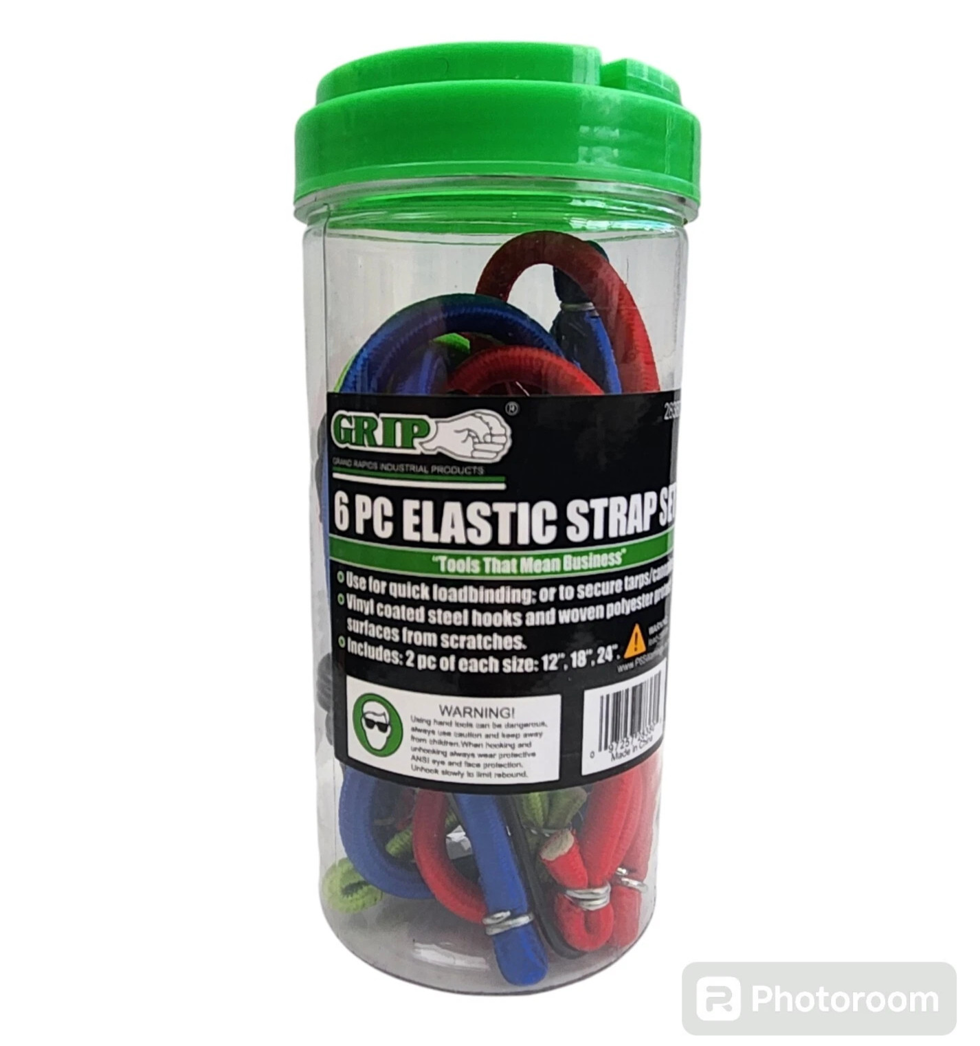 GRIP Elastic 12" 18" 24" Bungee Strap Set with Hooks (6pc - 3 size) Ships Free.