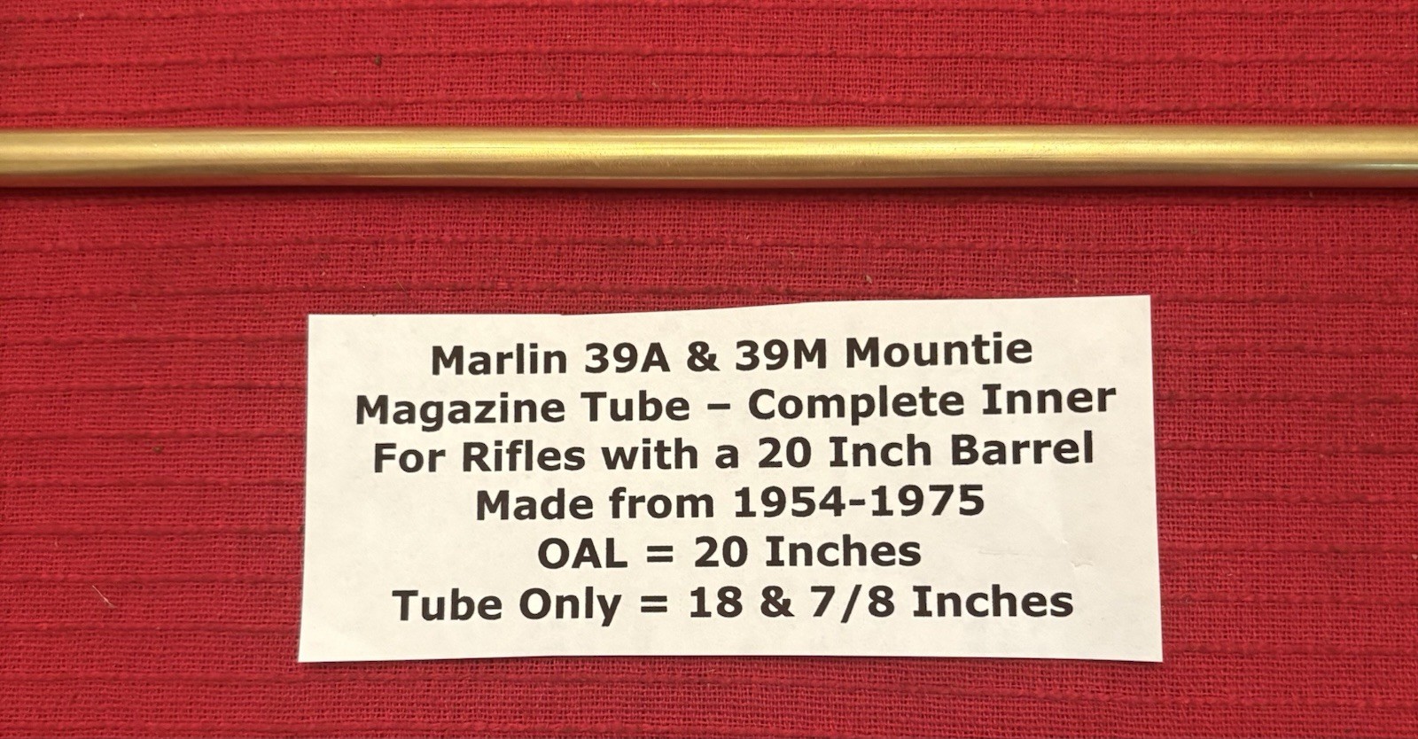 Marlin 39M and 39A Mountie 22 Inner Magazine Tube - for Pre 1975 Rifles