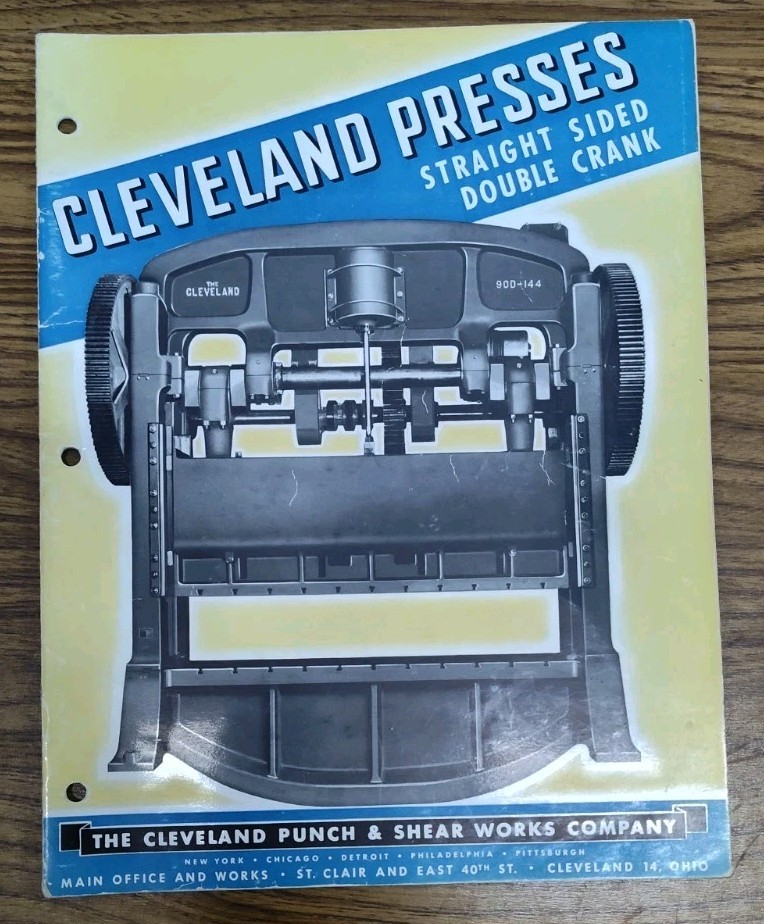 Cleveland Punch & Shear Works Co. OH Double Crank Presses Brochure Catalog Vtg