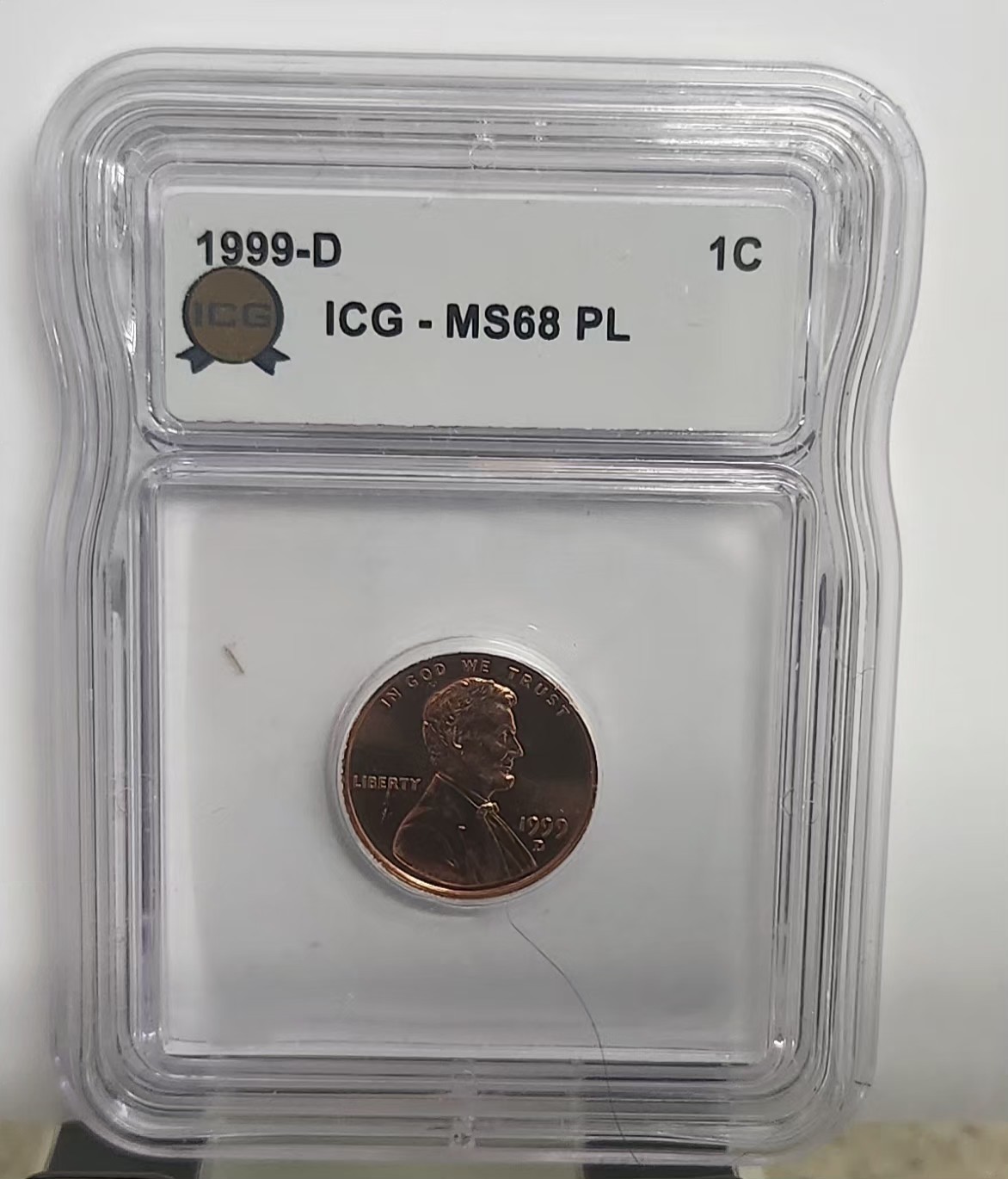 1999 D Lincoln Cent ICG MS68 RD PL