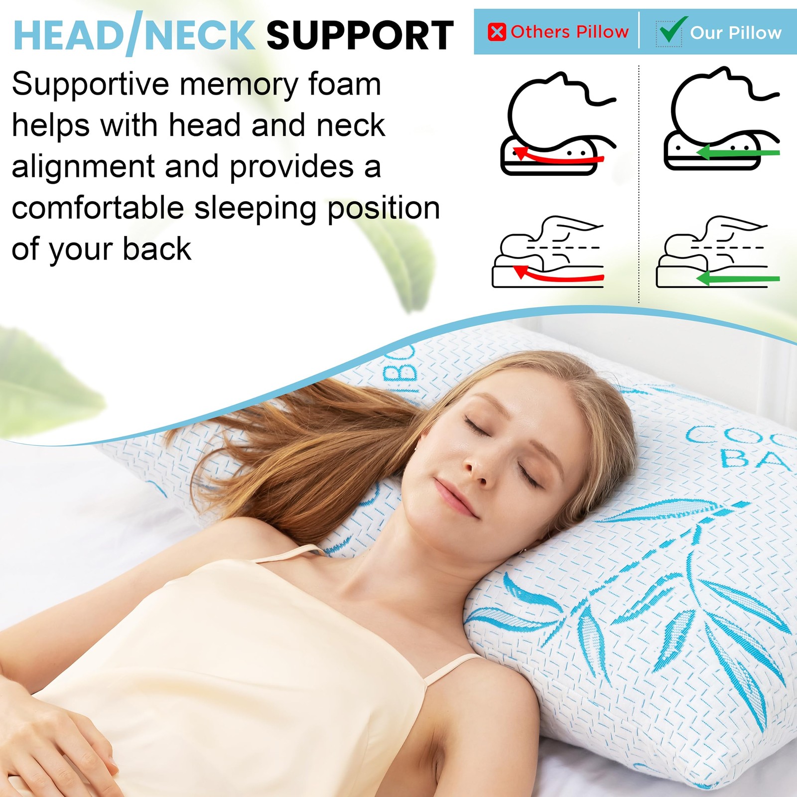 Best 2 Pack Standard Size Rayon Derived from Bamboo Pillow for Sleeping, Cooling