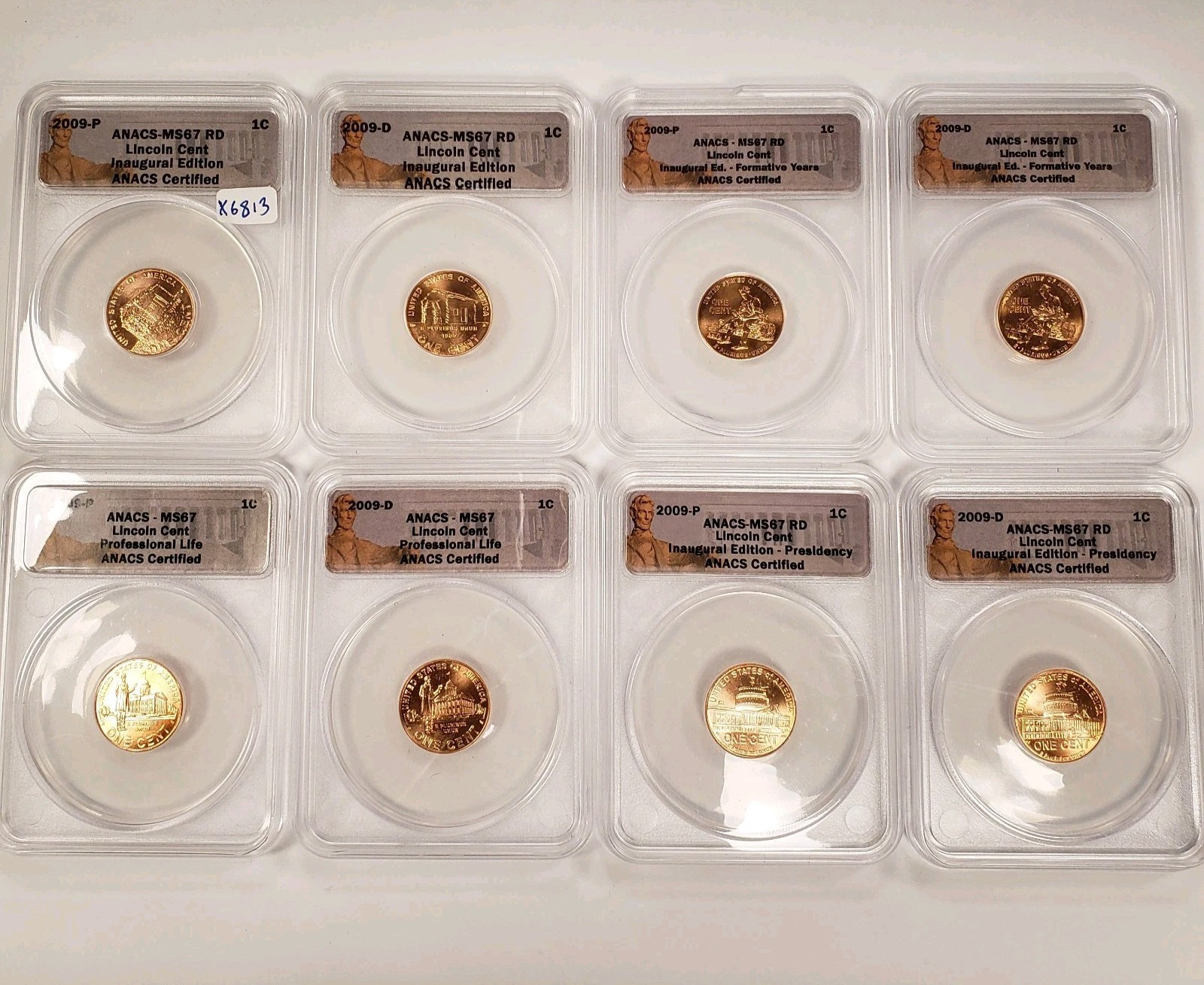 2009-PD 1c Lincoln Cent - 8 Coin Bicentennial Set - ANACS MS 67 - SKU-X6813