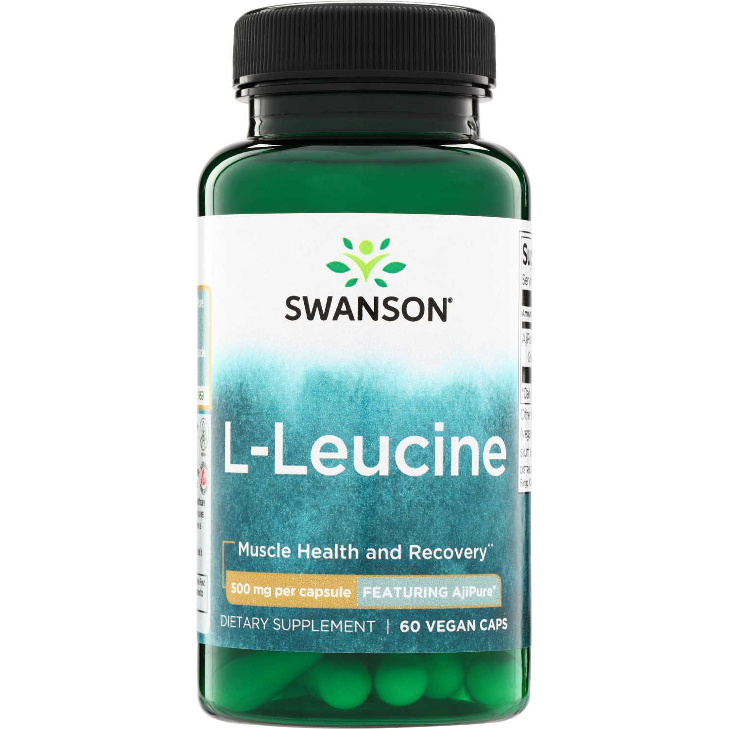Swanson Ajipure L-Leucine, Pharmaceutical Grade 500 mg 60 Veggie Capsules
