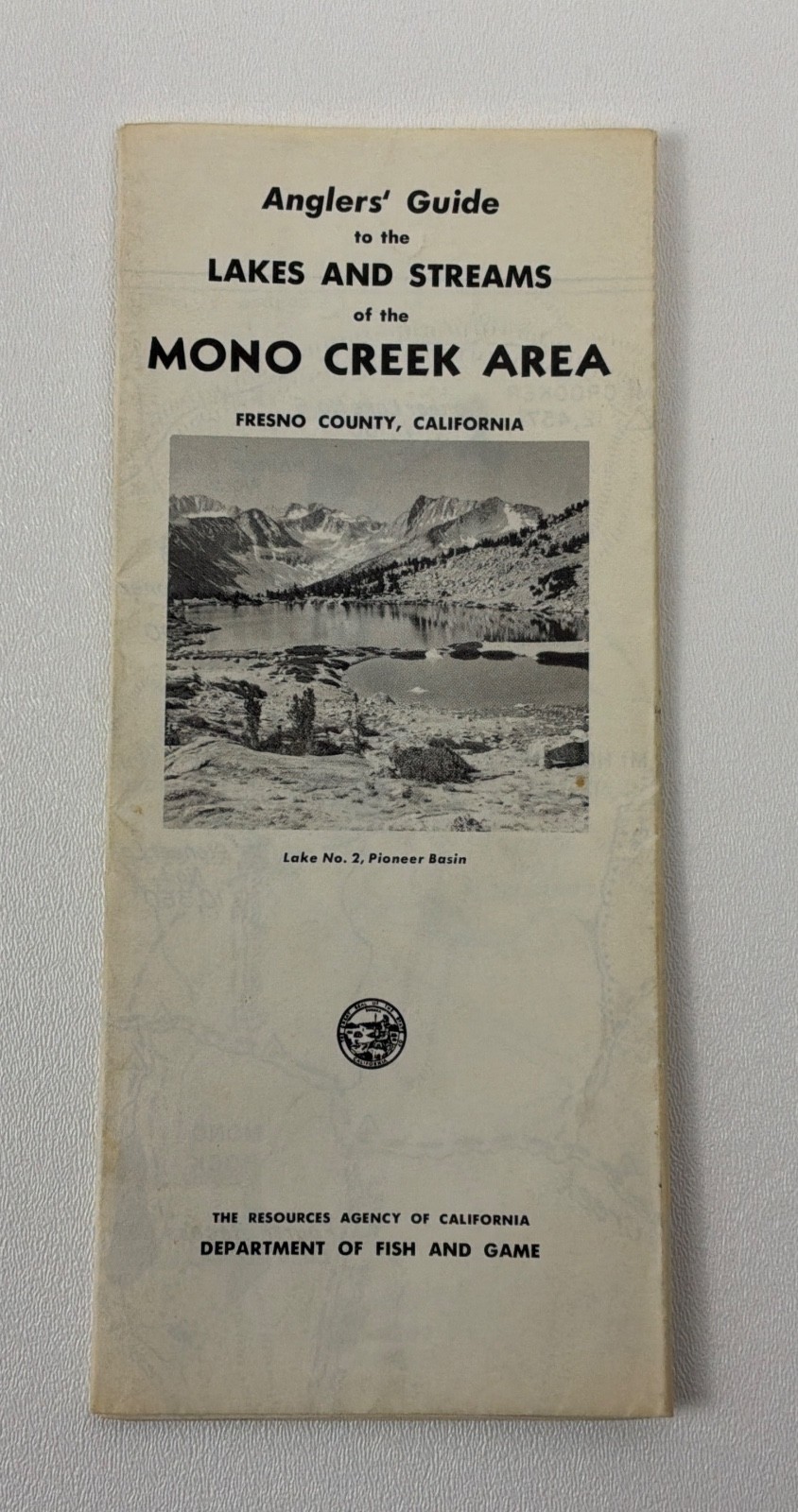 Vintage Anglers Guide Lakes Streams Mono Creek Fresno Fishing Guide Map DFG CA