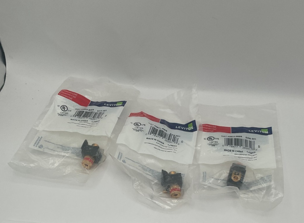 Leviton 40833-BBR Snap-in Module with Binding Posts Black Adapter Stripe 1J39KO