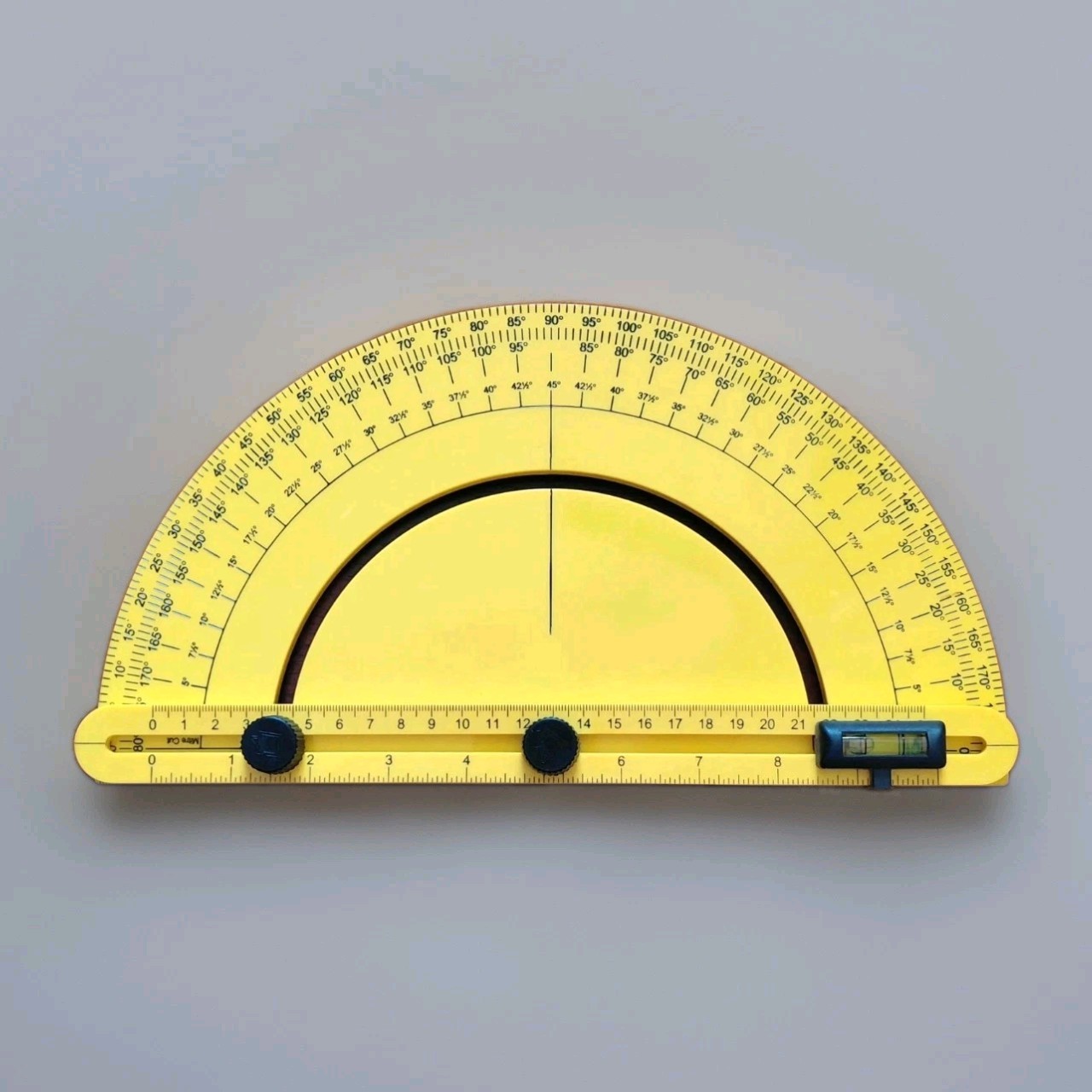 Angle Finder Protractor 2 in 1 Carpentry Tool Yellow Plastic 12" X 6.5" p1-sh