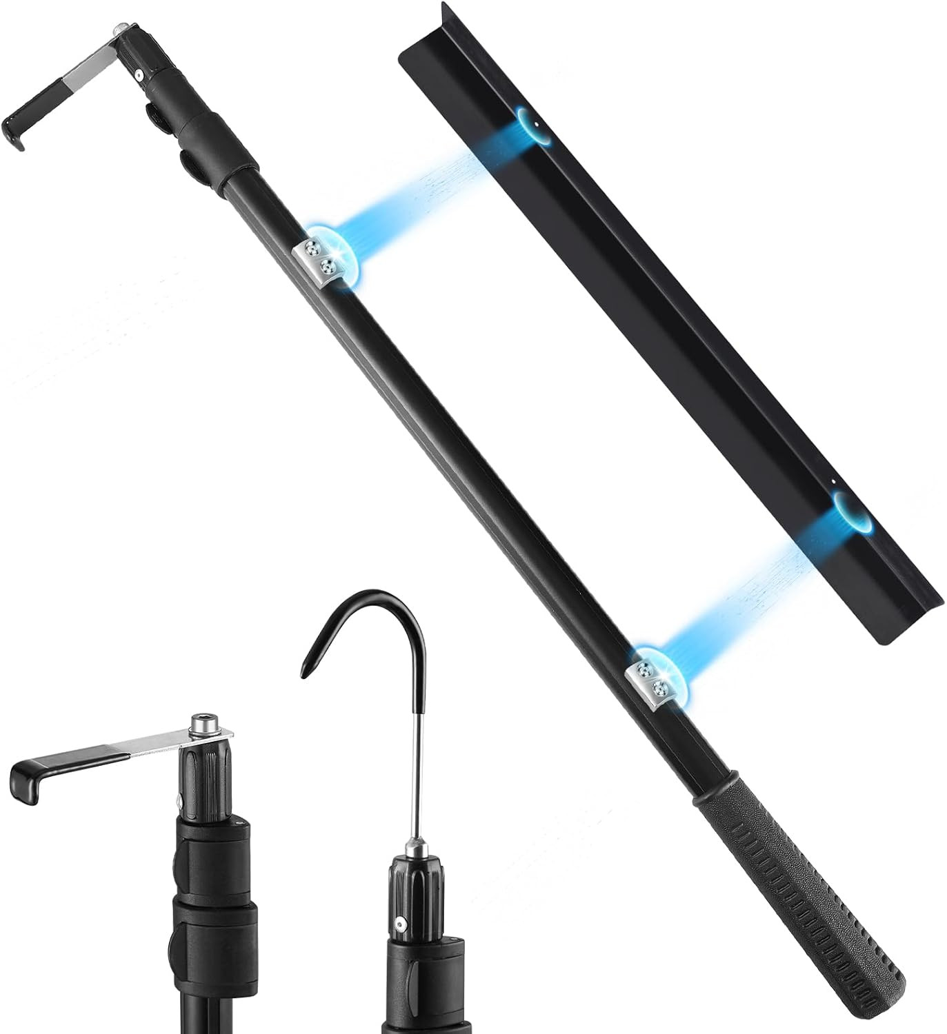 6.3 Ft Truck Cargo Grabber Reach Retriever Tool with Two Hooks Pickup Truck Bed