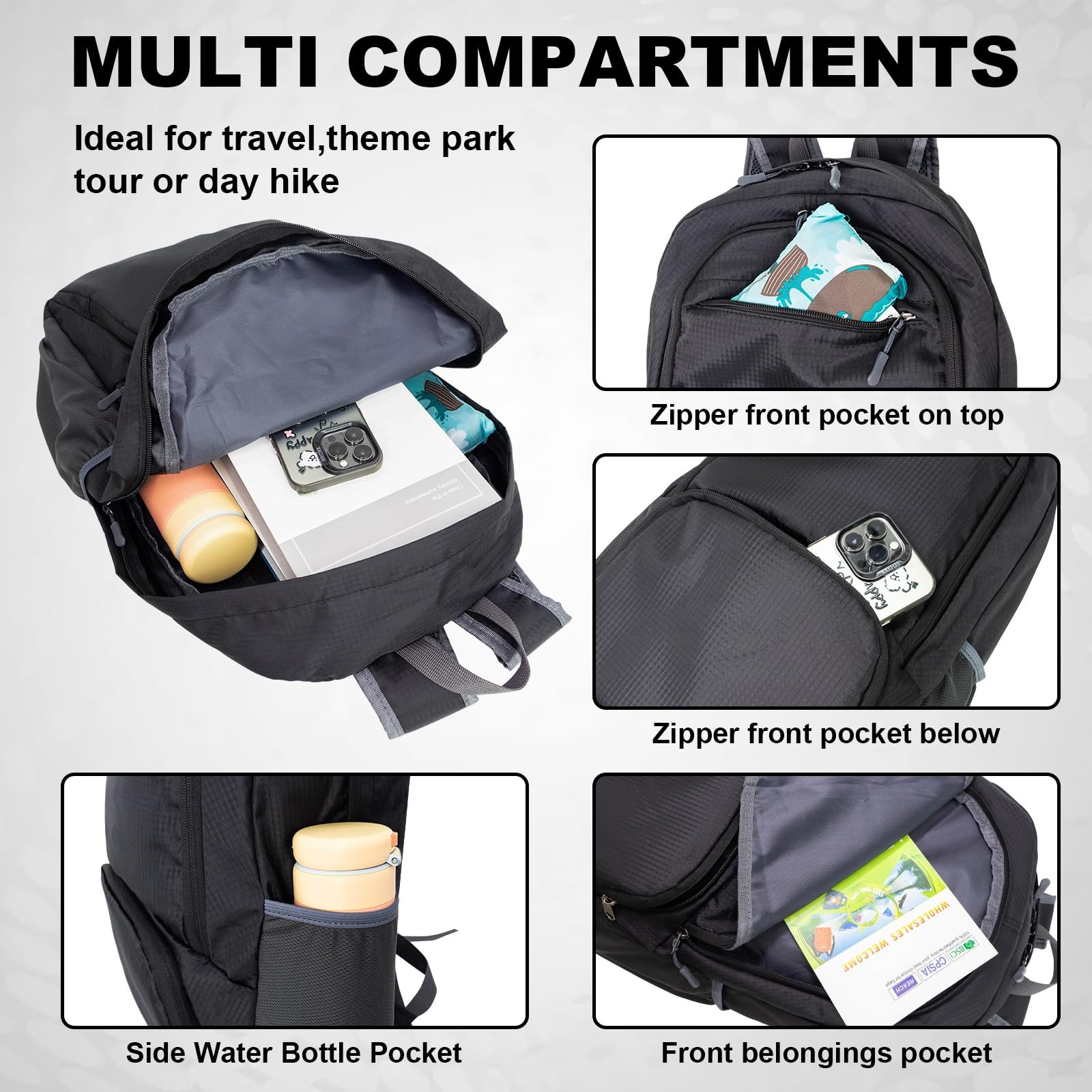20L Lightweight Packable Hiking Daypack Foldable Backpack for Men Small Trave...