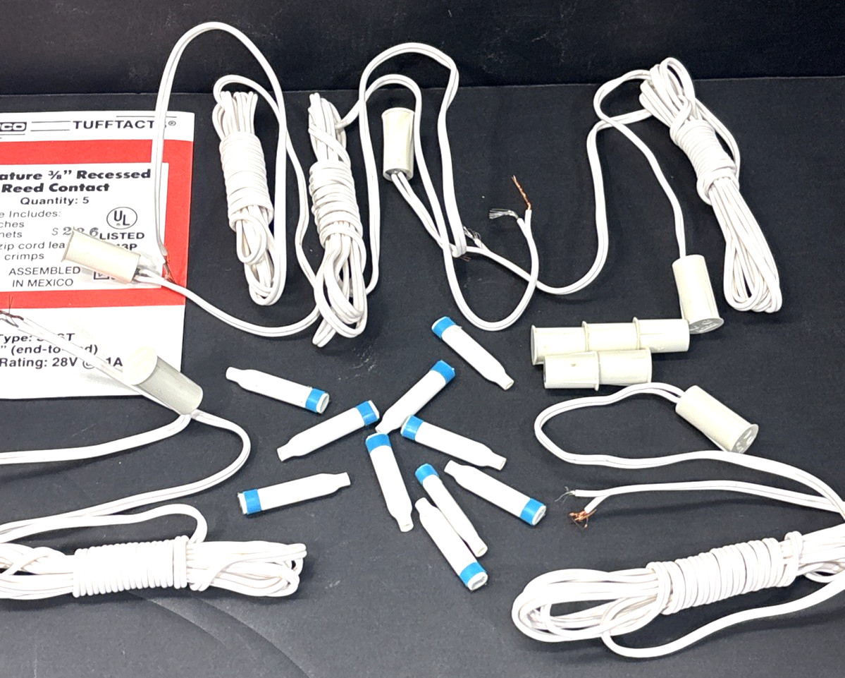 5- Honeywell ADEMCO 951 WH, 951WH 3/8"Mini Recessed Reed Contact Sets, White