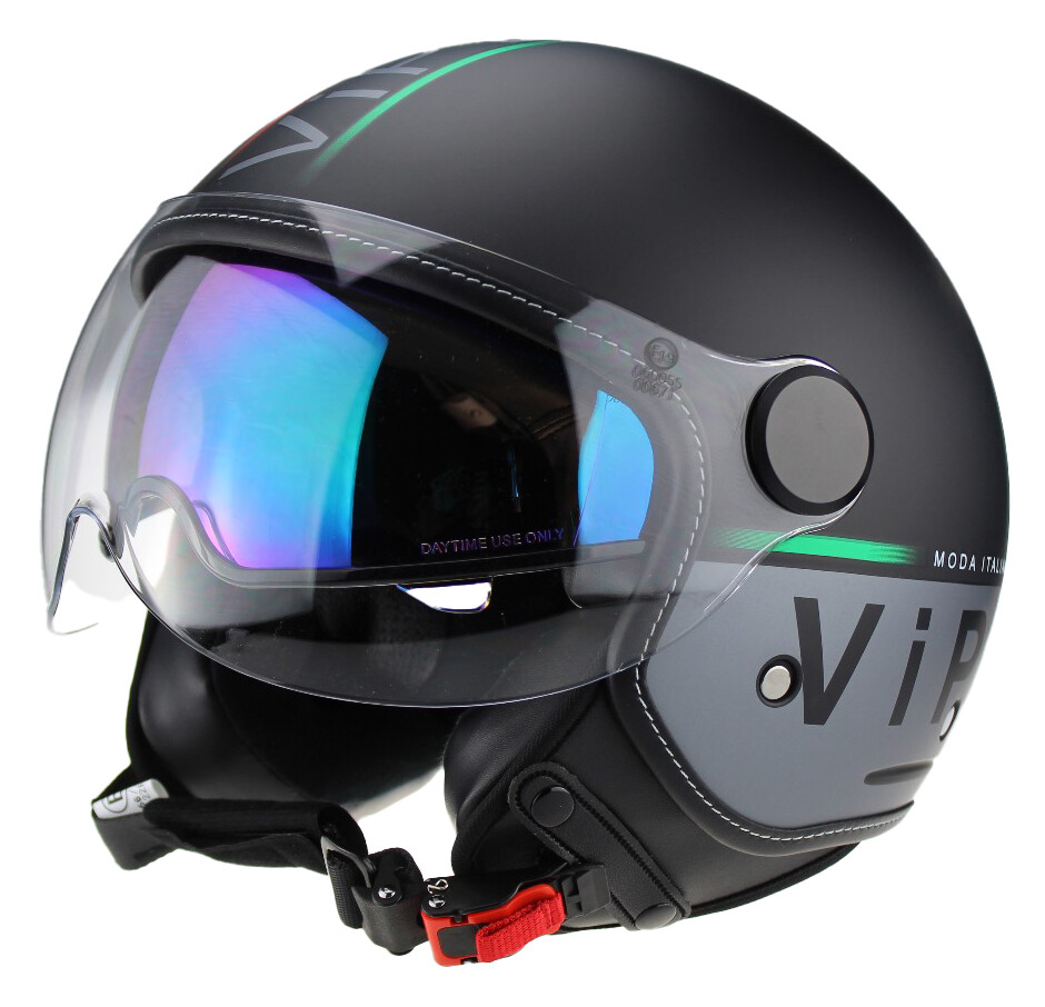 VIPER OPEN FACE RS-V19 SCOOTER MOTORCYCLE HELMET DUAL VISOR FORZA ITALY BLACK